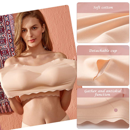 Plus Size Strapless Invisible Push Up Bra (Buy 1 Get 1 Free)-2PCS Beige+Black