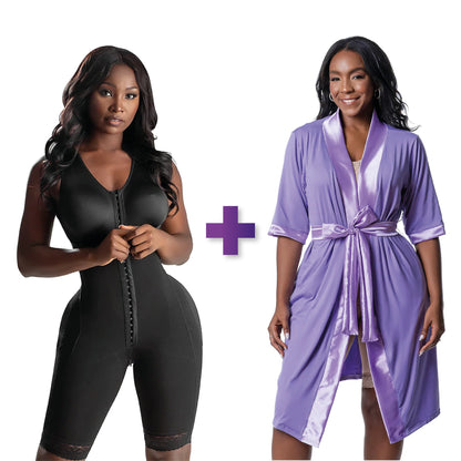 BBL & Lipo | Stage 1 Faja Colombiana Post Surgery| With Bra + Post Surgery Recovery Night Gown Robe with Drain Pockets | ¾ Sleeves