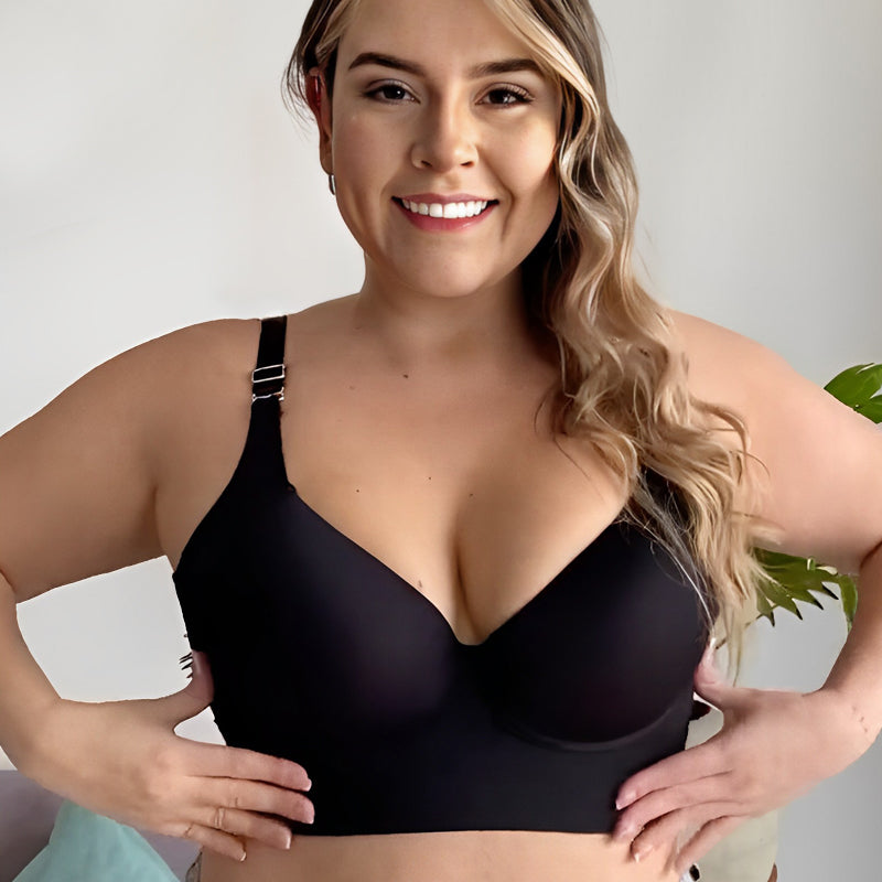 Push-Up Back Smoothing Bra - Black+Beige (2 PACK）