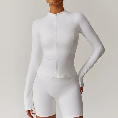 Carethier Seamless Crop Top – Quick-Dry Long Sleeve Yoga & Gym Shirt