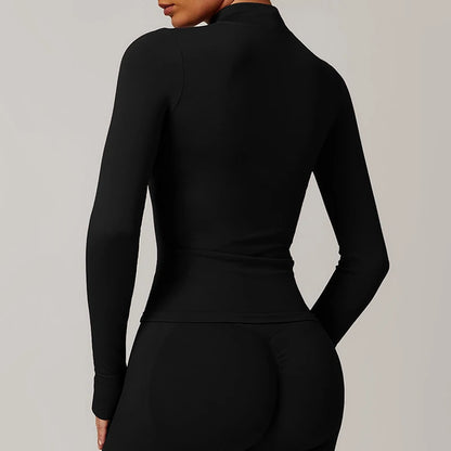 Carethier Slim Fit Sports Jacket – Quick-Dry Zip-Up Yoga & Workout Top
