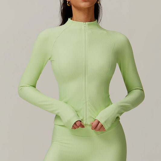 Carethier Seamless Crop Top – Quick-Dry Long Sleeve Yoga & Gym Shirt