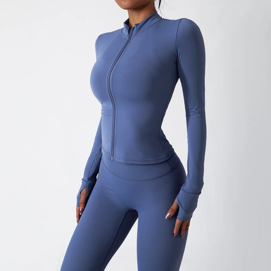 Carethier Elastic Running Jacket – Quick-Dry Long Sleeve Workout Coat