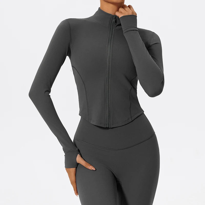 Ultra-Soft Sports Jacket – Quick-Dry Zip-Up Yoga & Workout Top