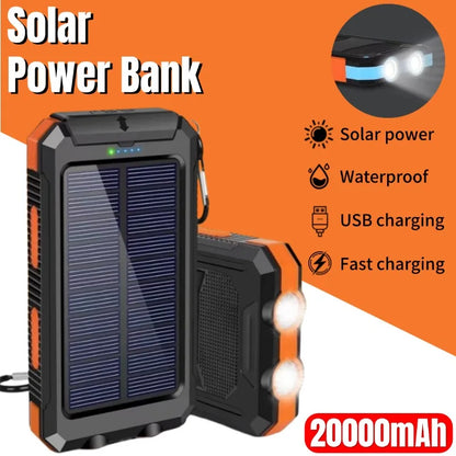 SolarCharge Pro 200,000mAh – Waterproof, High-Capacity Solar Power Bank with Fast Charging for iPhone, Samsung