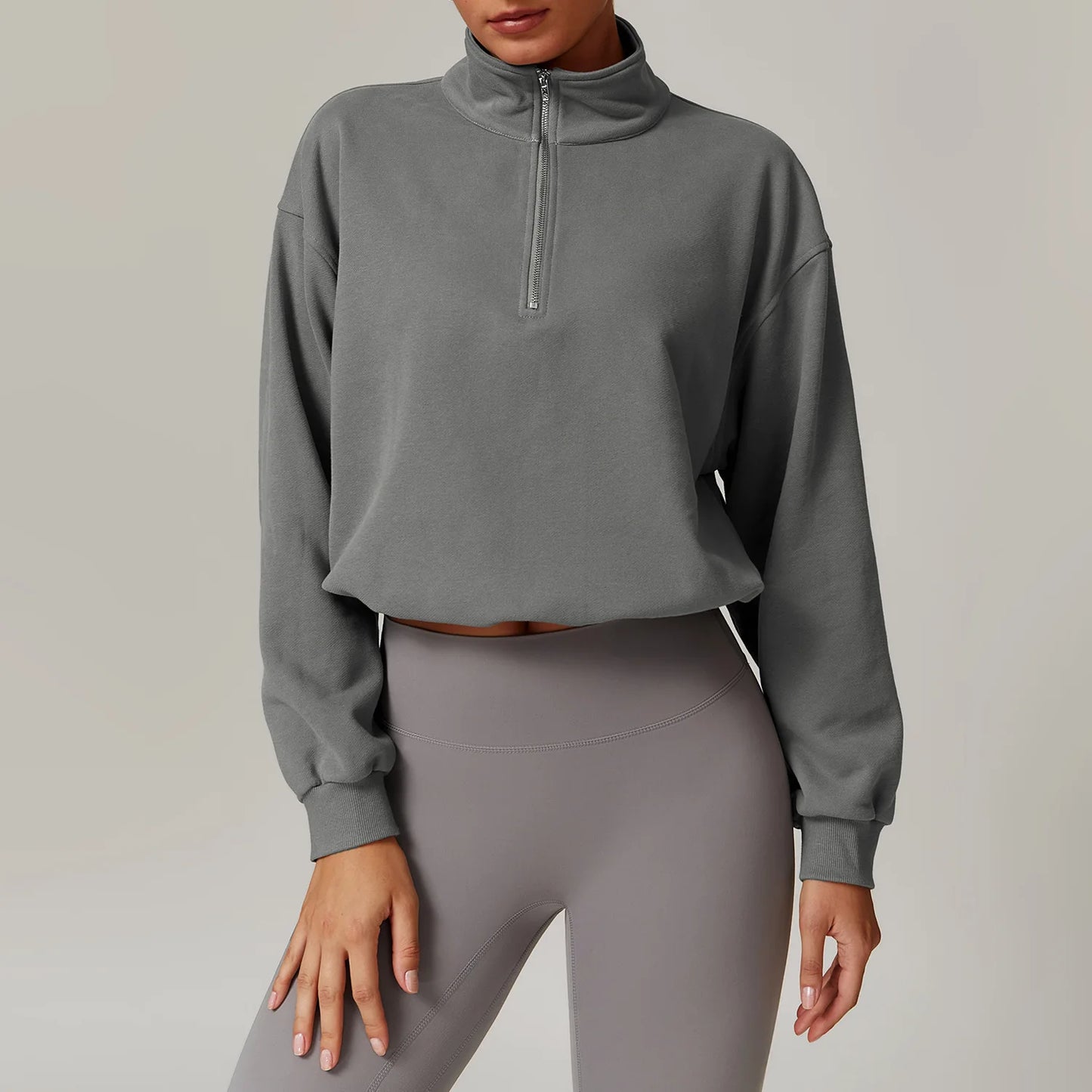 High Collar Sweatshirt – Winter Warm Half-Zip Sports Jacket