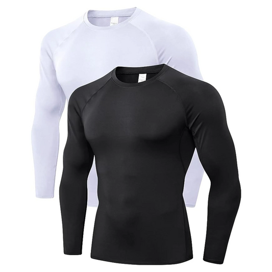 Men's Long Sleeve Compression Workout Shirts -  Base Layer Athletic Tops