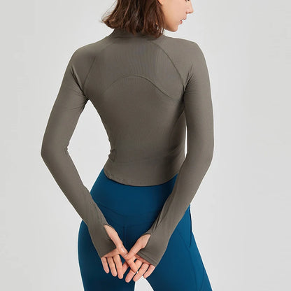 Carethier Elastic Sports Jacket – Tight Fit Quick-Dry Yoga & Gym Top