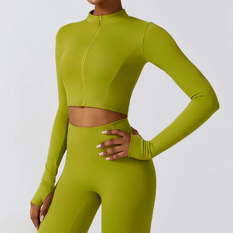 Tight Fit Sports Jacket – Elastic Zip-Up Yoga & Running Wear