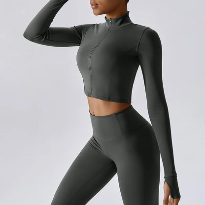 Tight Fit Sports Jacket – Elastic Zip-Up Yoga & Running Wear