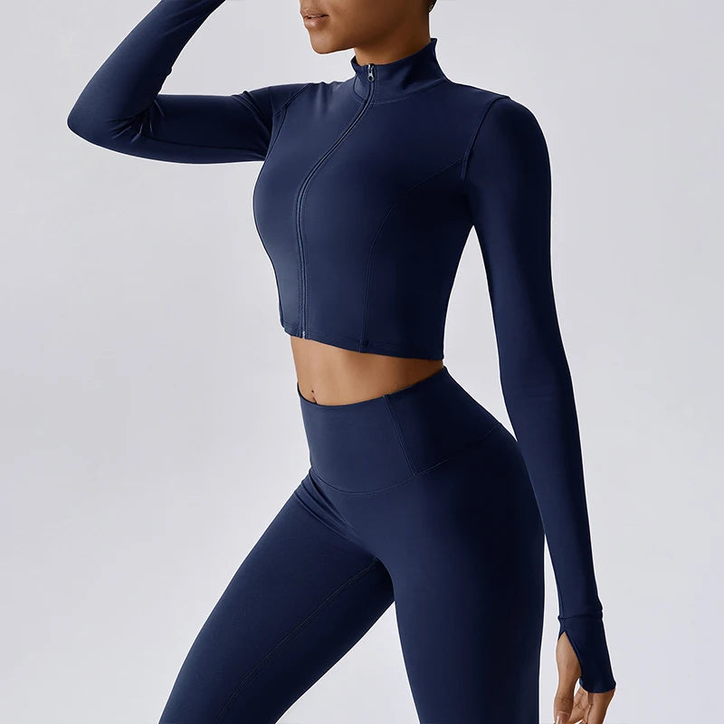Tight Fit Sports Jacket – Elastic Zip-Up Yoga & Running Wear