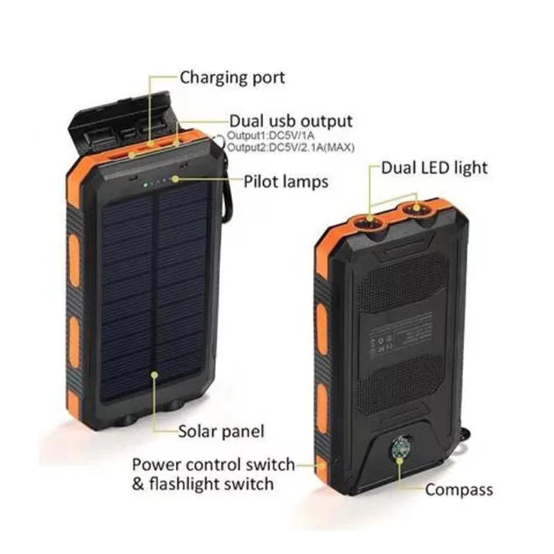 SolarCharge Pro 200,000mAh – Waterproof, High-Capacity Solar Power Bank with Fast Charging for iPhone, Samsung