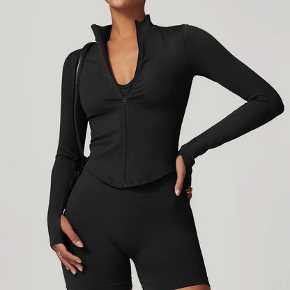 Running Workout Jacket – Quick-Dry Long Sleeve Gym Coat