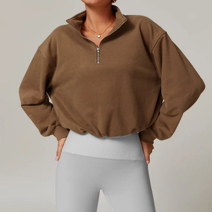 High Collar Sweatshirt – Winter Warm Half-Zip Sports Jacket