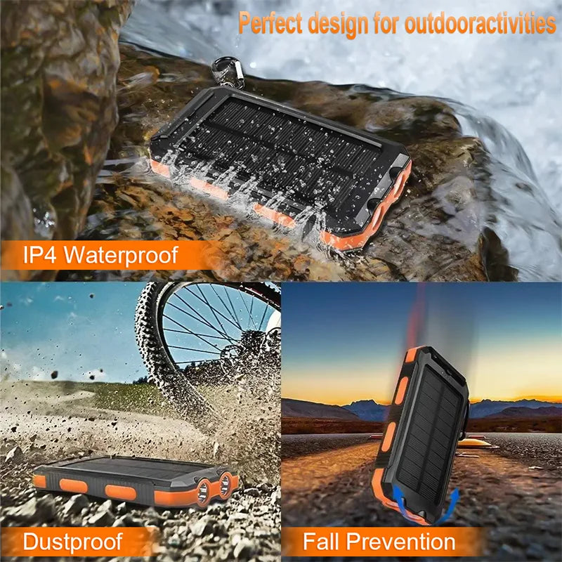 SolarCharge Pro 200,000mAh – Waterproof, High-Capacity Solar Power Bank with Fast Charging for iPhone, Samsung