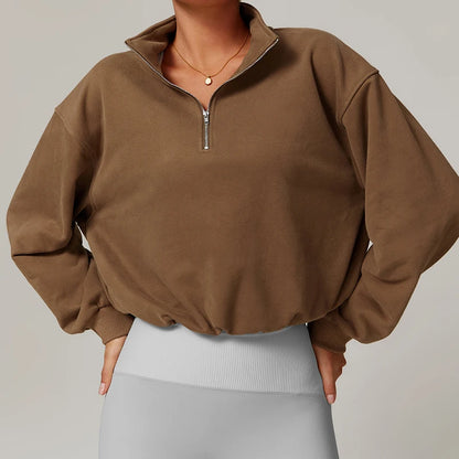 High Collar Sweatshirt – Winter Warm Half-Zip Sports Jacket