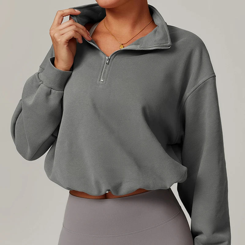 High Collar Sweatshirt – Winter Warm Half-Zip Sports Jacket
