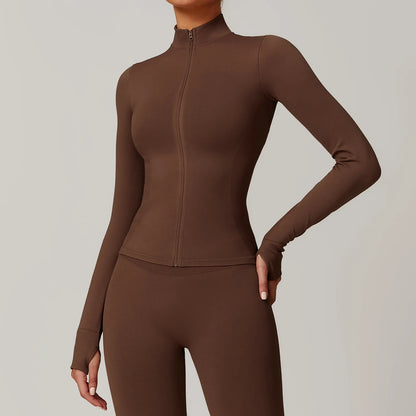 Carethier Slim Fit Sports Jacket – Quick-Dry Zip-Up Yoga & Workout Top