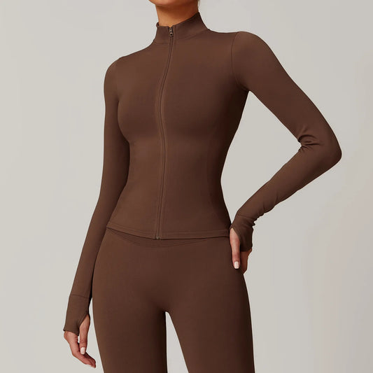 Carethier Slim Fit Sports Jacket – Quick-Dry Zip-Up Yoga & Workout Top