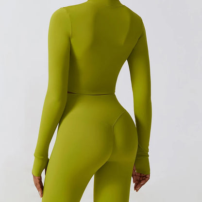 Tight Fit Sports Jacket – Elastic Zip-Up Yoga & Running Wear