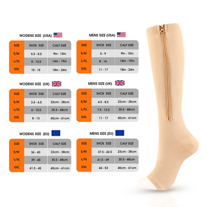 20-30 mmHg Compression Unisex Socks With Zipper