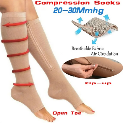 20-30 mmHg Compression Unisex Socks With Zipper