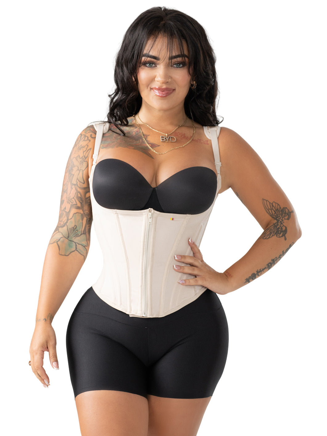 Snatched Body Vest Underbust Corset | Waist Cincher Shapewear with Straps & Front Zipper