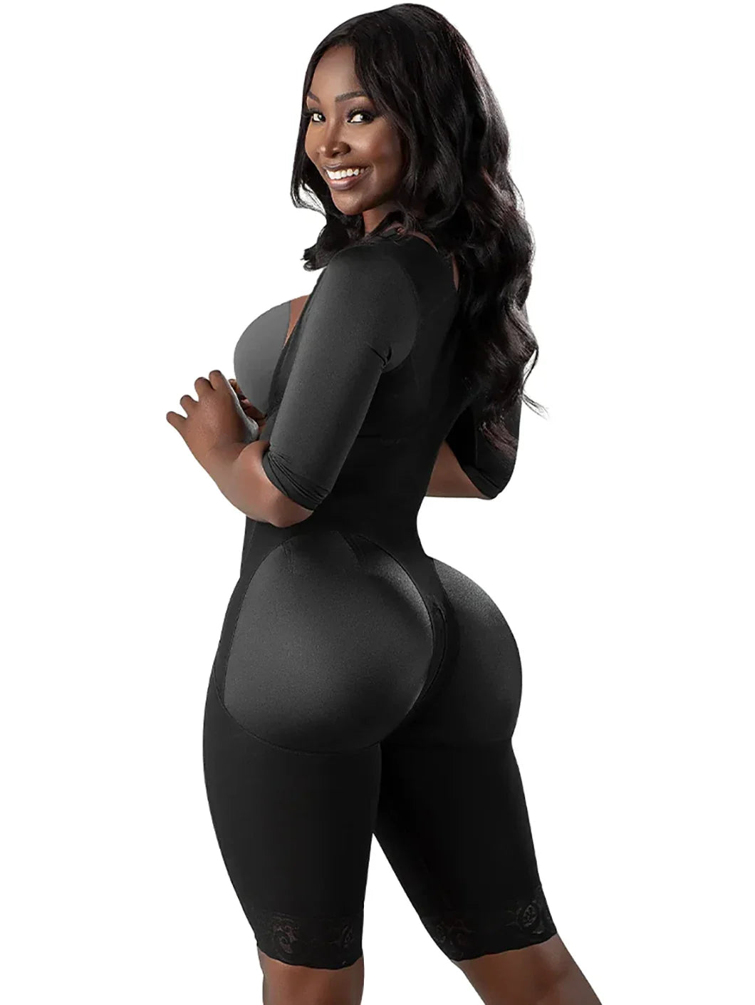 Snatched Body Faja Colombiana Post Surgery with Sleeves - Stage 1 Arm Shaper, Compression, Waist Shrinking Technology, Open Bust Design - Bodysuit