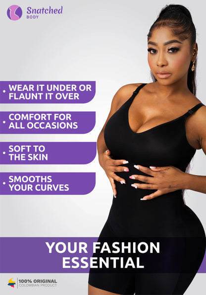 Comfy Tummy Control Shapewear Bodysuit Mid Thigh With Built-in Bra | Faja Daily Use