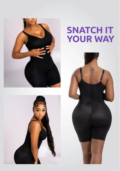 SNATCHED BODY Comfy Tummy Control Shapewear Bodysuit Mid Thigh With Built-In Bra Adjustable Straps Breathable Fabric for Everyday Use