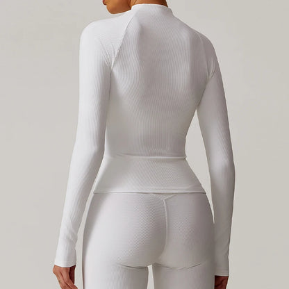 Carethier Seamless Crop Top – Quick-Dry Long Sleeve Yoga & Gym Shirt