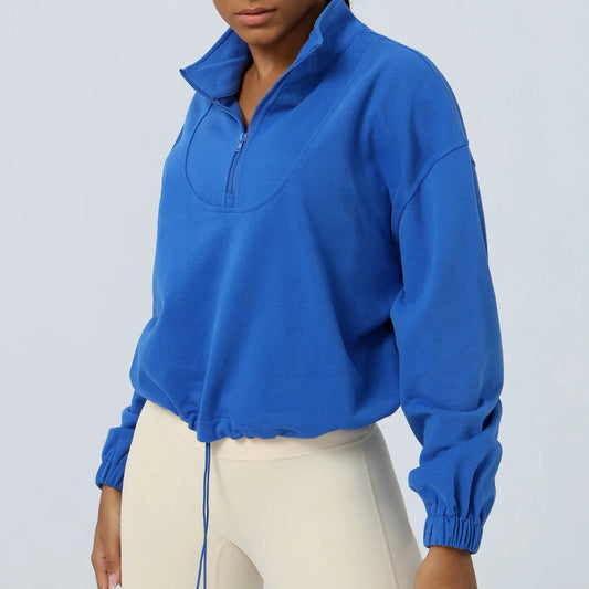 Carethier Winter Sports Jacket – Warm Half-Zip Loose Fit Running Coat