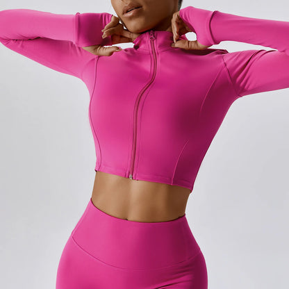 Tight Fit Sports Jacket – Elastic Zip-Up Yoga & Running Wear