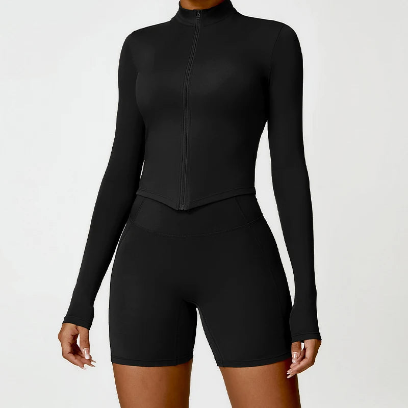 Quick-Dry Running Jacket – Long Sleeve Zip-Up Sports Top