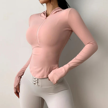 Stretch Sports Jacket – Slim Fit Zip-Up Yoga & Running Hoodie