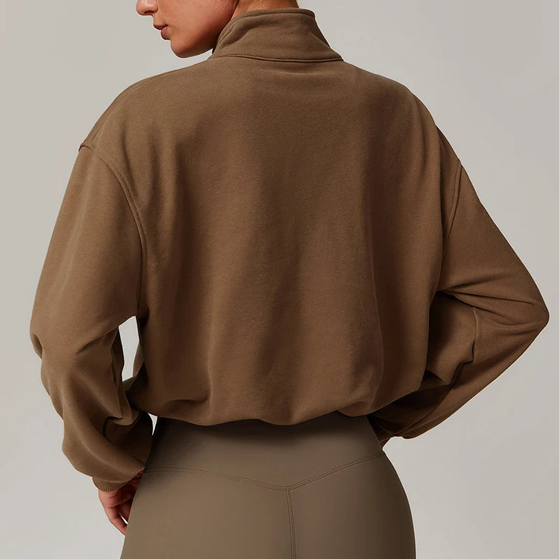 High Collar Sweatshirt – Winter Warm Half-Zip Sports Jacket