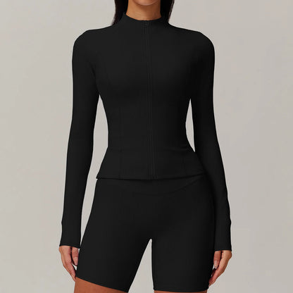 Carethier Seamless Crop Top – Quick-Dry Long Sleeve Yoga & Gym Shirt