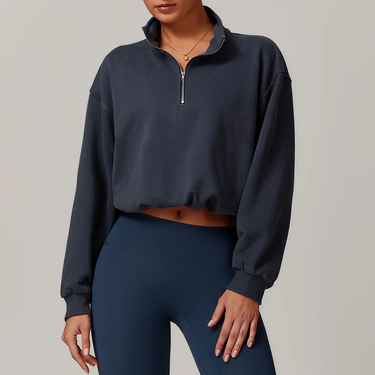 High Collar Sweatshirt – Winter Warm Half-Zip Sports Jacket