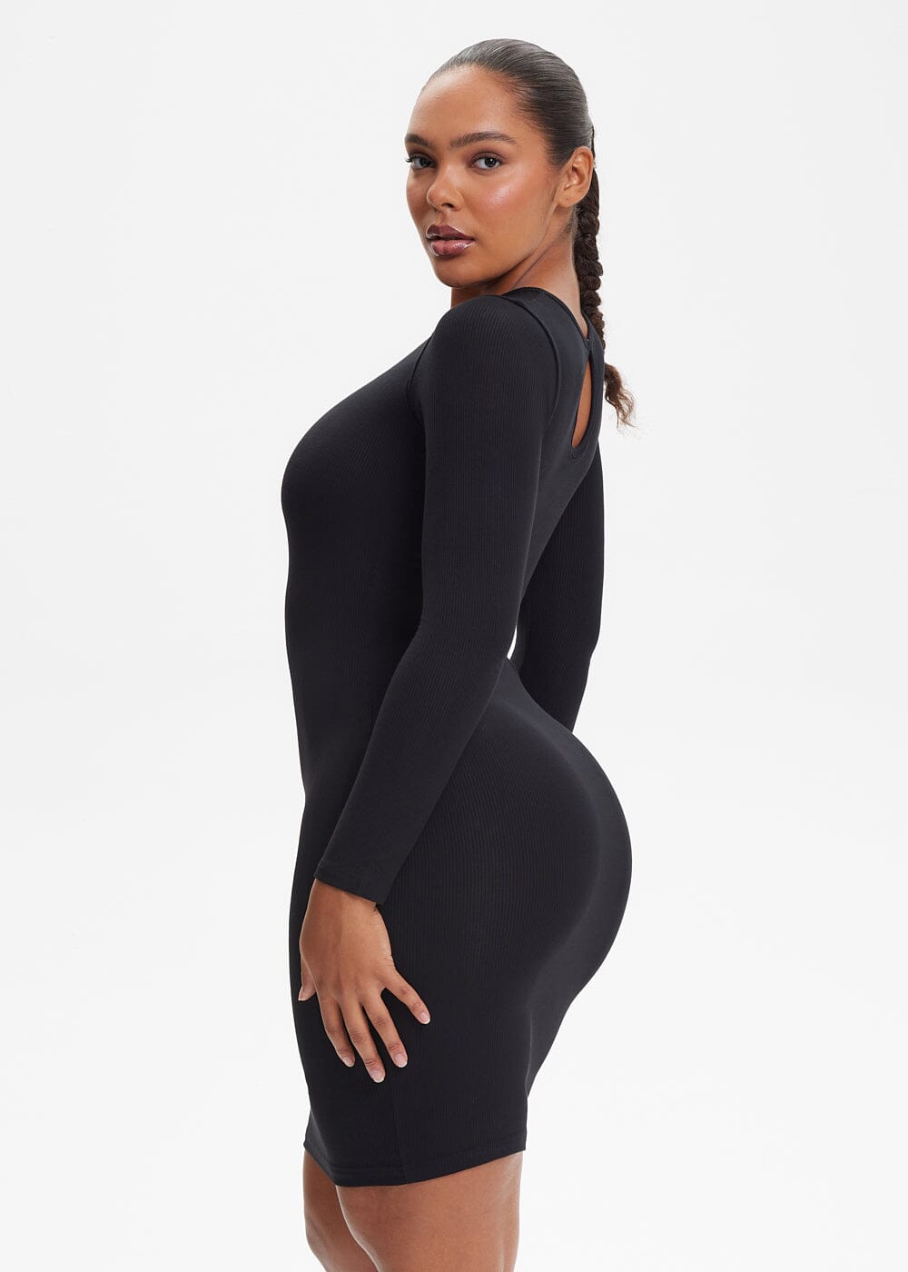 SecretSculpt Long Sleeve Above Knee Dress