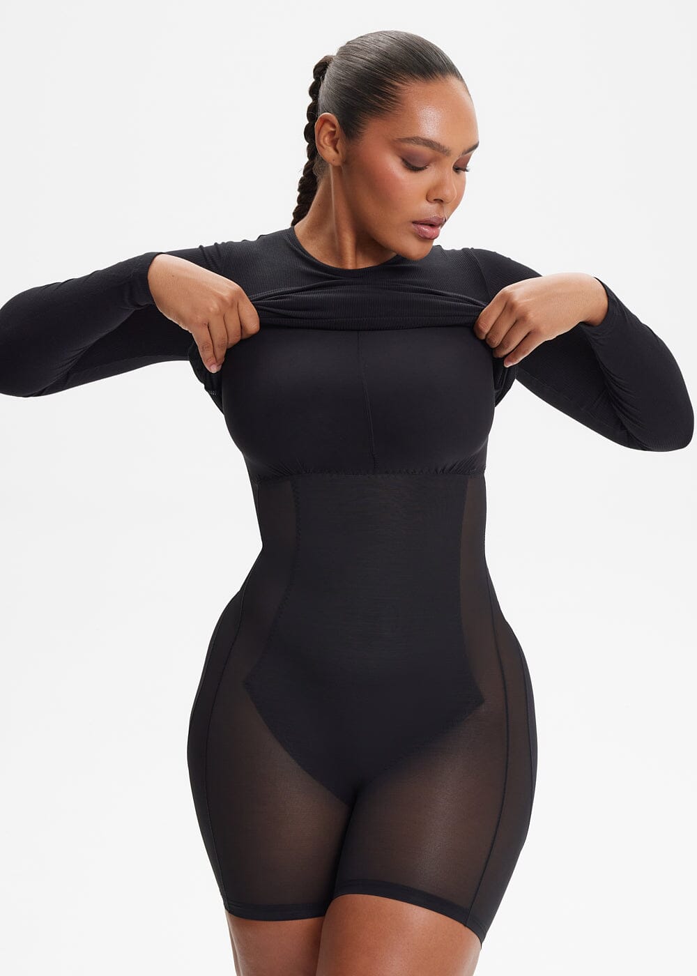 SecretSculpt Long Sleeve Above Knee Dress