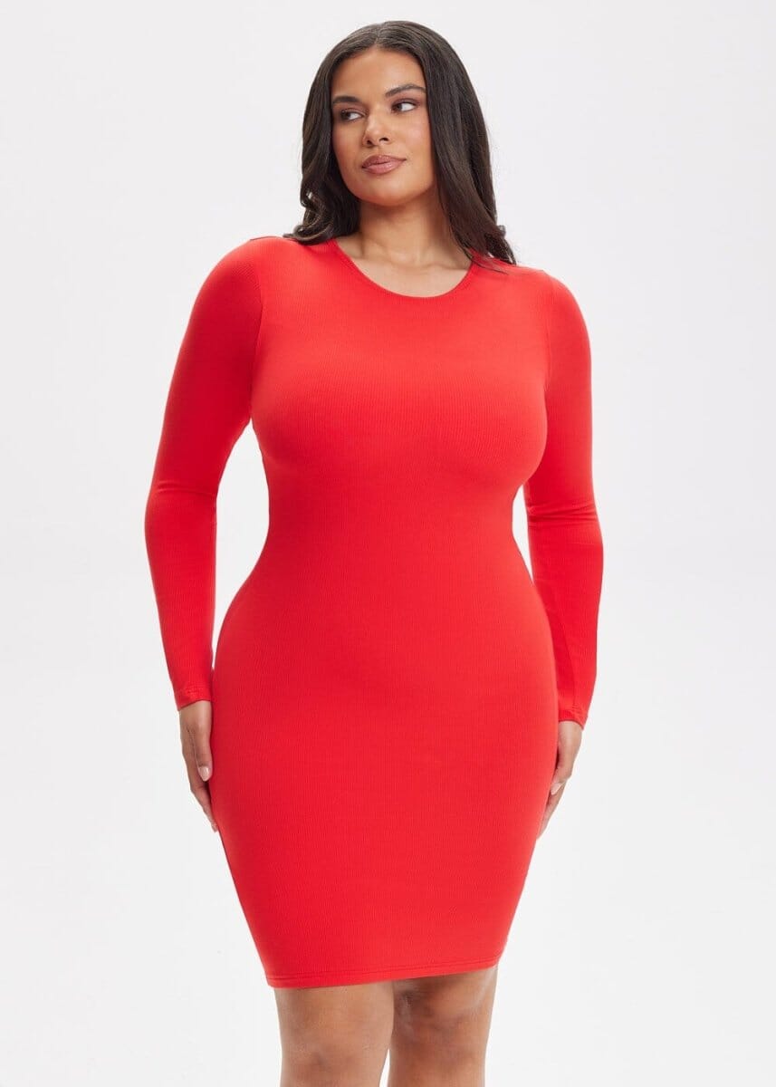 SecretSculpt Long Sleeve Above Knee Dress