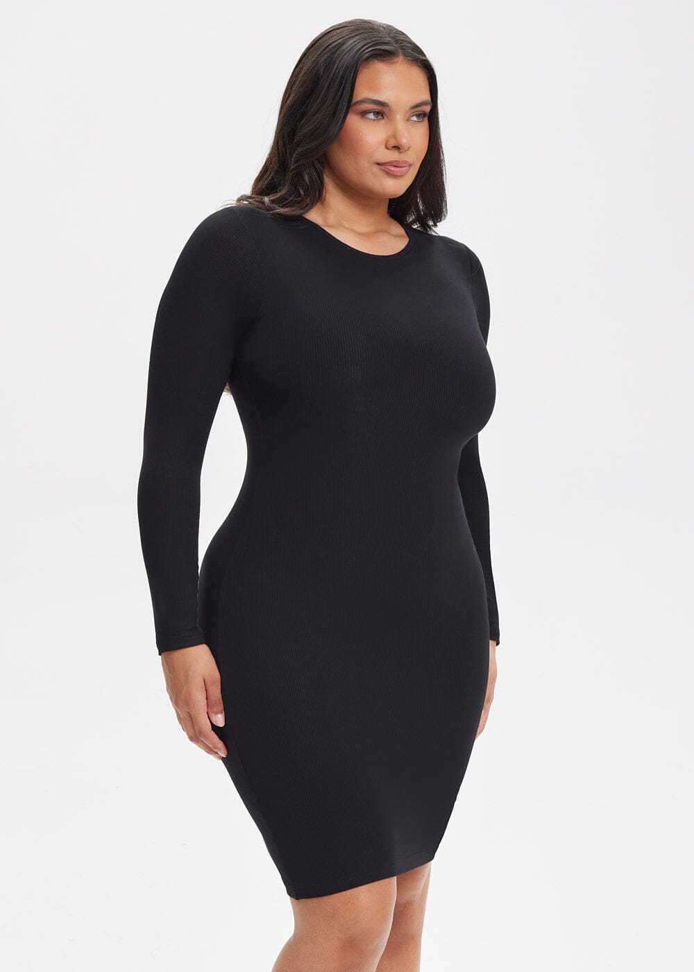 SecretSculpt Long Sleeve Above Knee Dress