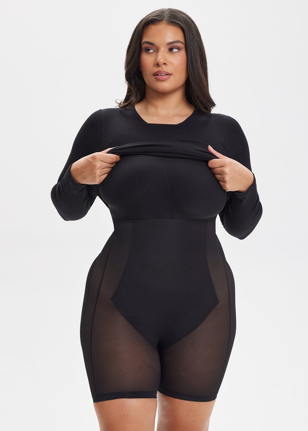 SecretSculpt Long Sleeve Above Knee Dress