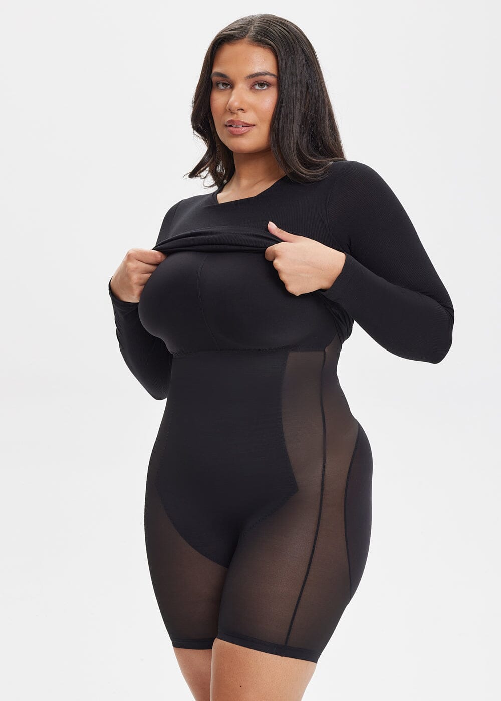 SecretSculpt Long Sleeve Above Knee Dress