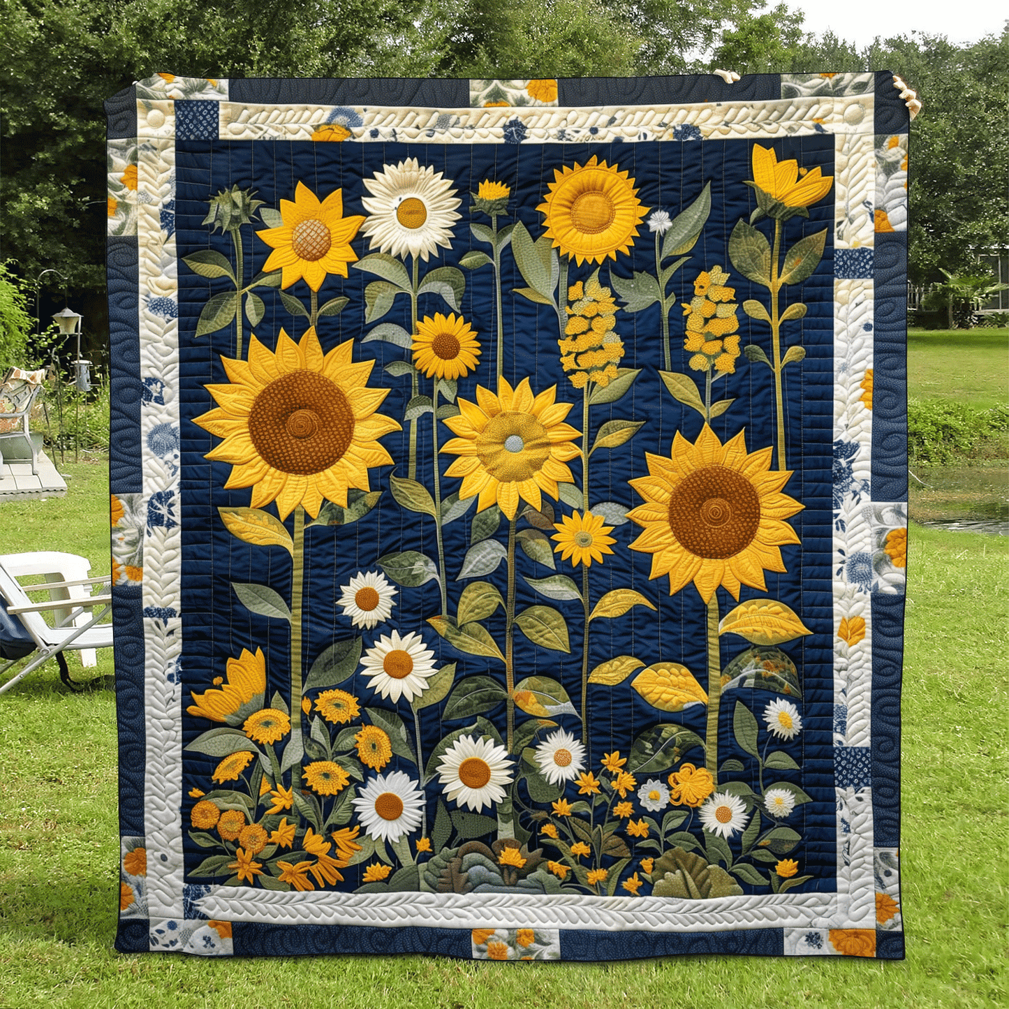 CozyCloud™ Sunflower Quilted Blanket