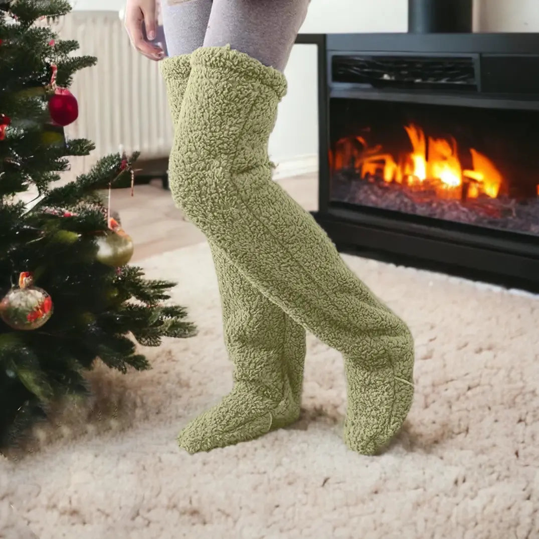 High Fuzzy Long Socks Winter Warm Cold Leg Knee Joint