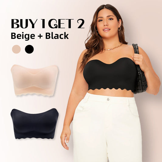 ICE SILK NON-SLIP TUBE TOP STRAP BRA(BUY ONE GET ONE FREE)-BLACK+BEIGE