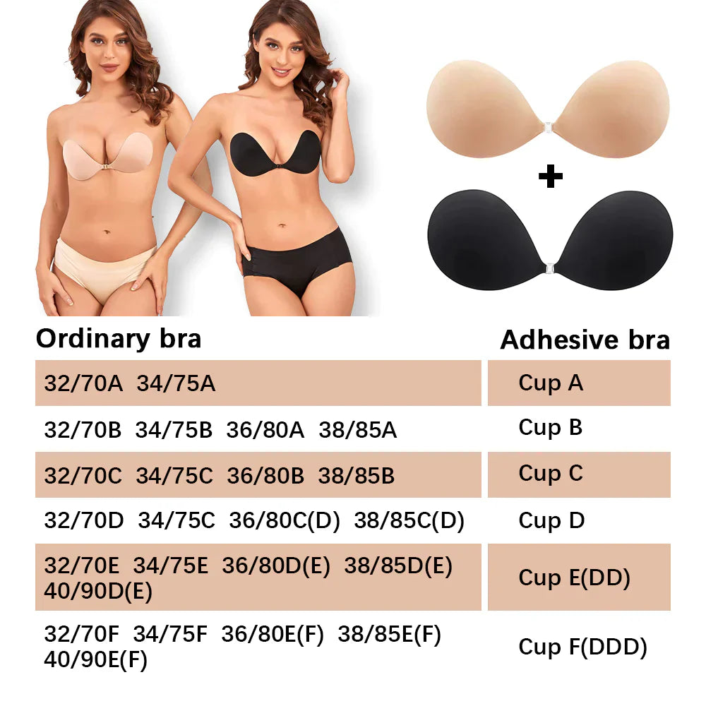 Adhesive Reusable Invisible Silicone Push Up Bra-(2 PACK)