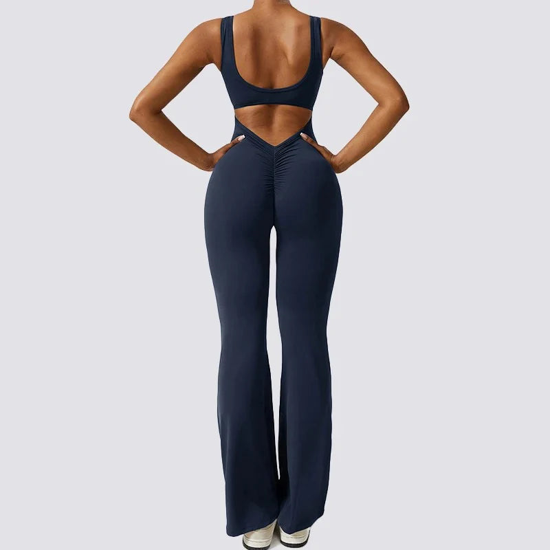 V-Back Flared Jumpsuit Jumpsuit