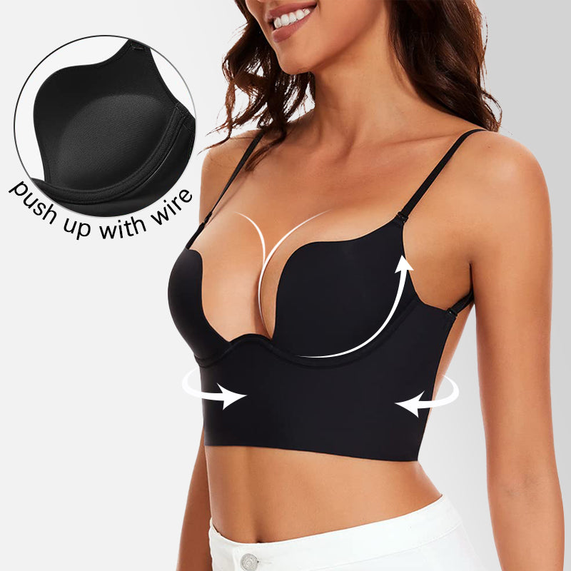 Low Back Secret Plunge Bra - Black+White (2 Pack)